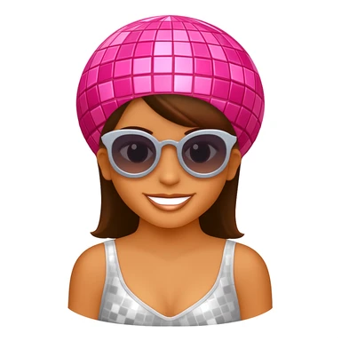 Change the disco ball to pink color, keep the rest the same, in the style of emoji (apple style emojis) sticker