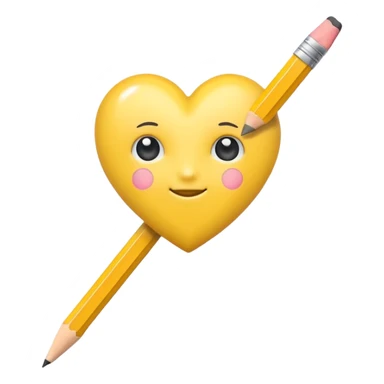 yellow heart with a pencil sticker
