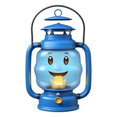 adorable cartoon blue oil lantern emoji, hurricane style with wire guard sticker
