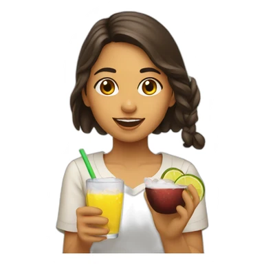 Colombian girl throwing an aspiring on a drinks sticker
