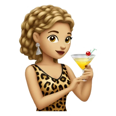 a girl leopard drinking a martini  sticker