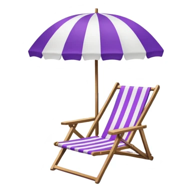 beach chair with striped purple umbrella sticker