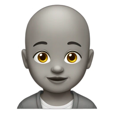 Bald Baby emoji with grey skin sticker