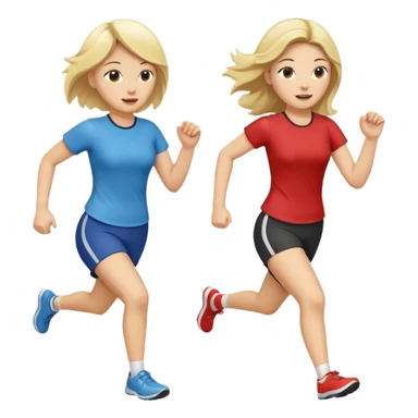 I want 2 women holding hands running in same direction, one is brunette, one is blonde sticker