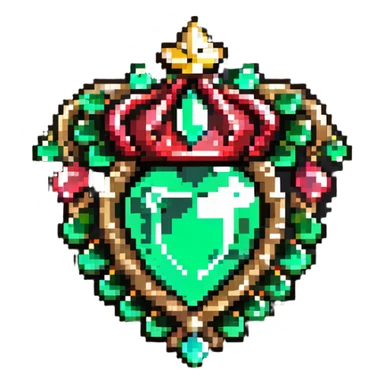 Crown-shaped member badge with green gemstones transitioning to red rubies at the tips sticker