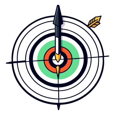 target with arrow in the center, cartoonish sticker style sticker