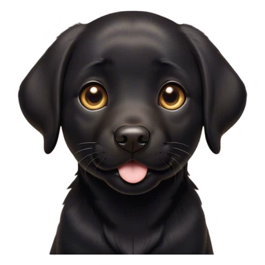 Cinematic Cute Black Labrador Portrait Emoji, Head tilted playfully and inquisitively, featuring a glossy black Fur with a healthy sheen, round, sparkling brown eyes filled with curiosity, Simplified yet irresistibly adorable features, highly detailed, glowing with a warm, friendly glow, high shine, affectionate and spirited, stylized with a touch of whimsy, bright and endearing, soft glowing outline, capturing the essence of a mischievous yet loving companion, so playful it feels like it could dash out of the screen and into your arms! sticker