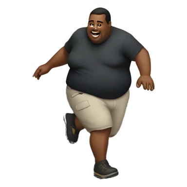 Fat person tripping on a rock sticker