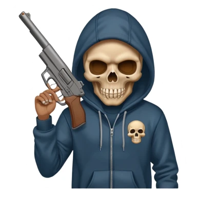 skull with gun wearing a hoodie sticker