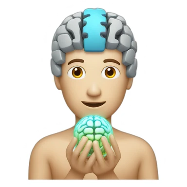 human holding an electric brain sticker