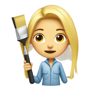 blonde girl tired with a brush for repairs home renovation sticker