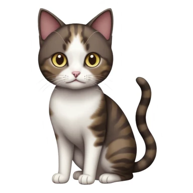 full body small short hair dark brown and white cat with hazel eyes sticker