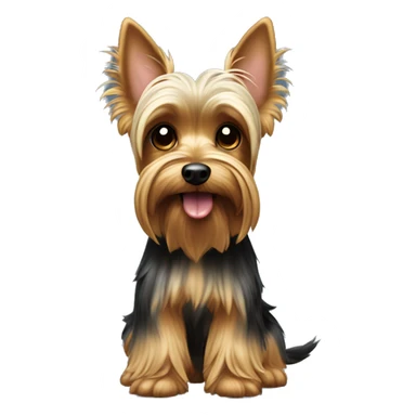 tall long yorkie with high ears and their tongue out to the side sticker