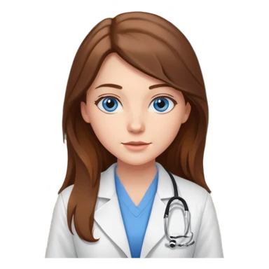 pretty female nursing student with long brown hair, blue eyes inside a classroom at university sticker