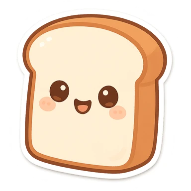 a slice of white bread, cartoon style sticker