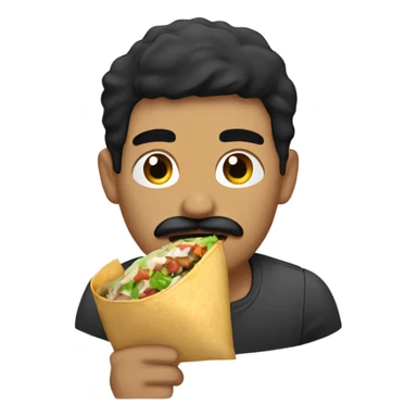 Latin Man with straight black hair and mustache eats burrito sticker