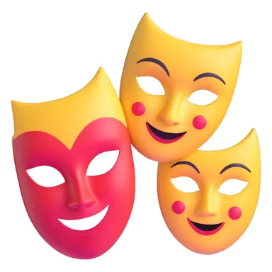 two theatre masks comedy and tragedy, happy and sad face masks sticker