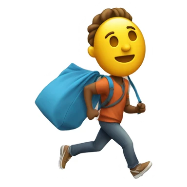 Guy running with a bag on a stick behind his back  sticker