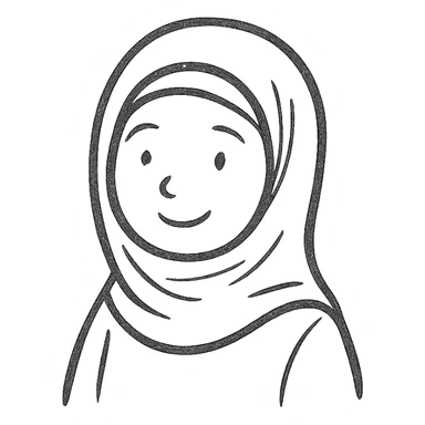 hijabi girl, hand drawn icon style, simple lines, no fill sticker