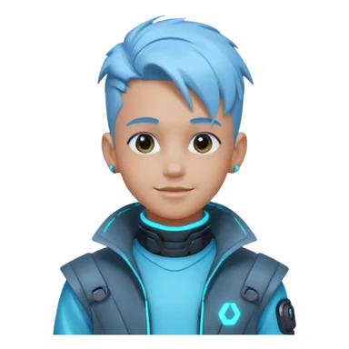 boy neon cyberpunk light blue happy sticker