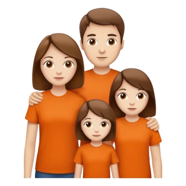 family aill white / browm hair / orange t-shirt sticker