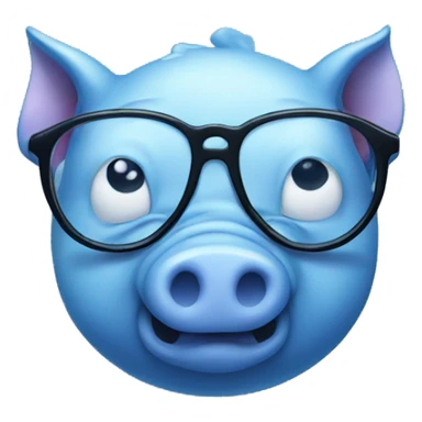 Blue pig with glassed sticker