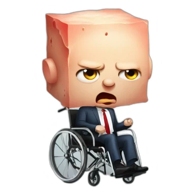 Angry meat cube holding wheelchair vladimir putin sticker