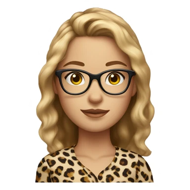 girl with brown hair and blonde highlights and cat eye glasses and cheetah print shirt sticker