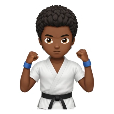 karate boy, black skin, african hair style sticker