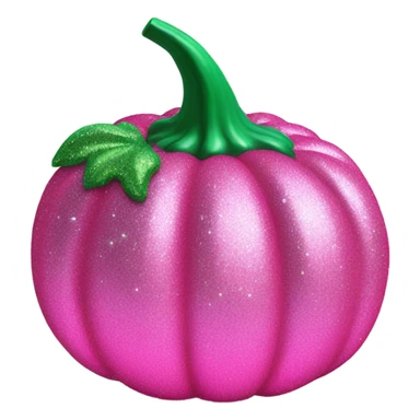 Hot pink to light pink pumpkin with glitter and green stem sticker