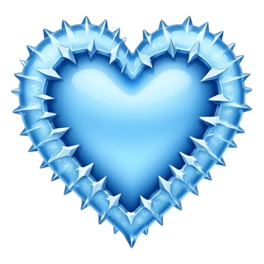 An ice blue heart with frost and jagged ice crystals covering it sticker