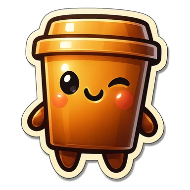 Tall coffee cup, flirty wink sticker
