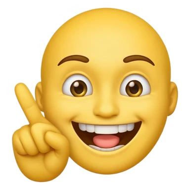 Emoji tête jaune avec un sourire et le doigt sur les dents  sticker