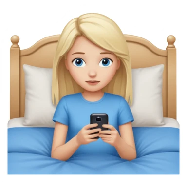 girl texting on bed sticker