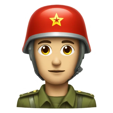 ussr soldier serious with military helmet sticker