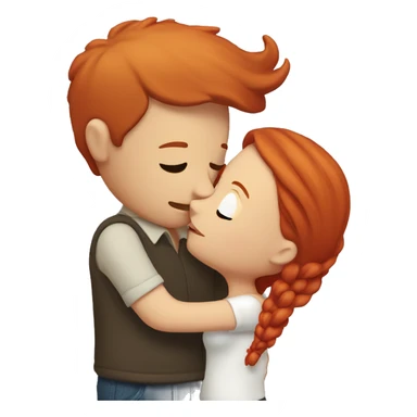 man kissing woman with red hair sticker