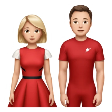 elon musk and Jennifer Lawrence in red dress sticker