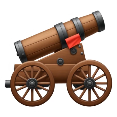 Create an emoji of a war cannon. The cannon should be brown. The cannon must have a single wheel on both sides. sticker