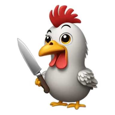 hen with knife sticker