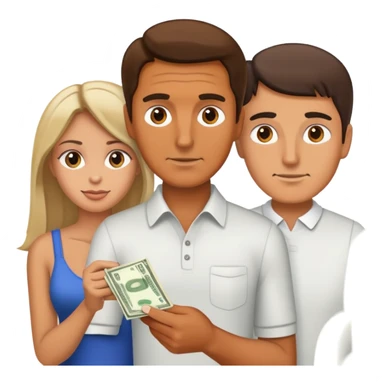 Man paying women money sticker