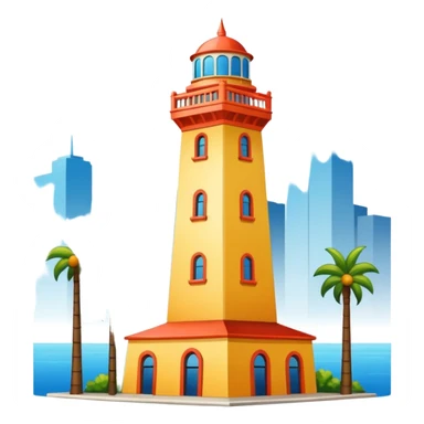 California Tower in San Diego, simple outline, cheerful expression sticker