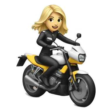 Blonde woman riding racing motorcycle sticker