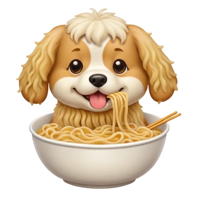 A dog eating noodles  sticker