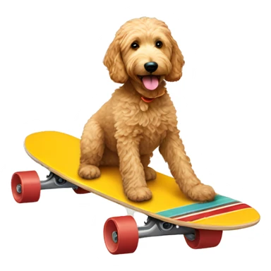 Goldendoodle riding a long board sticker