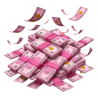 pink money flying  sticker