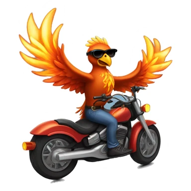 phoenix riding a motorcycle wearing sunglasses with flames  sticker