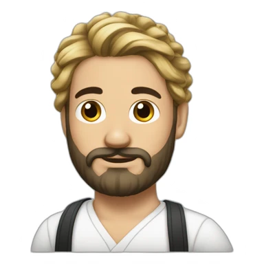 French man with a hair bun and black beard sticker