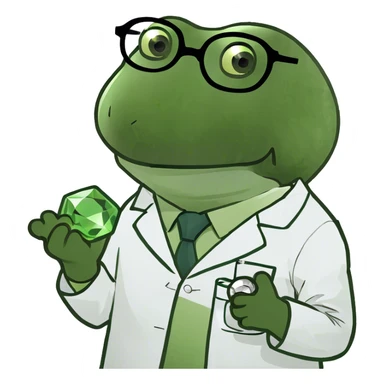 bufo doctor holding a green gem sticker
