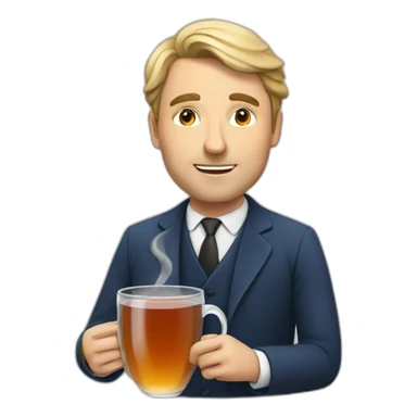 british man with a tea sticker