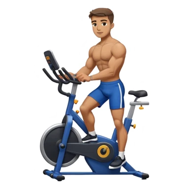 buff guy blue shorts black stationary bike sticker
